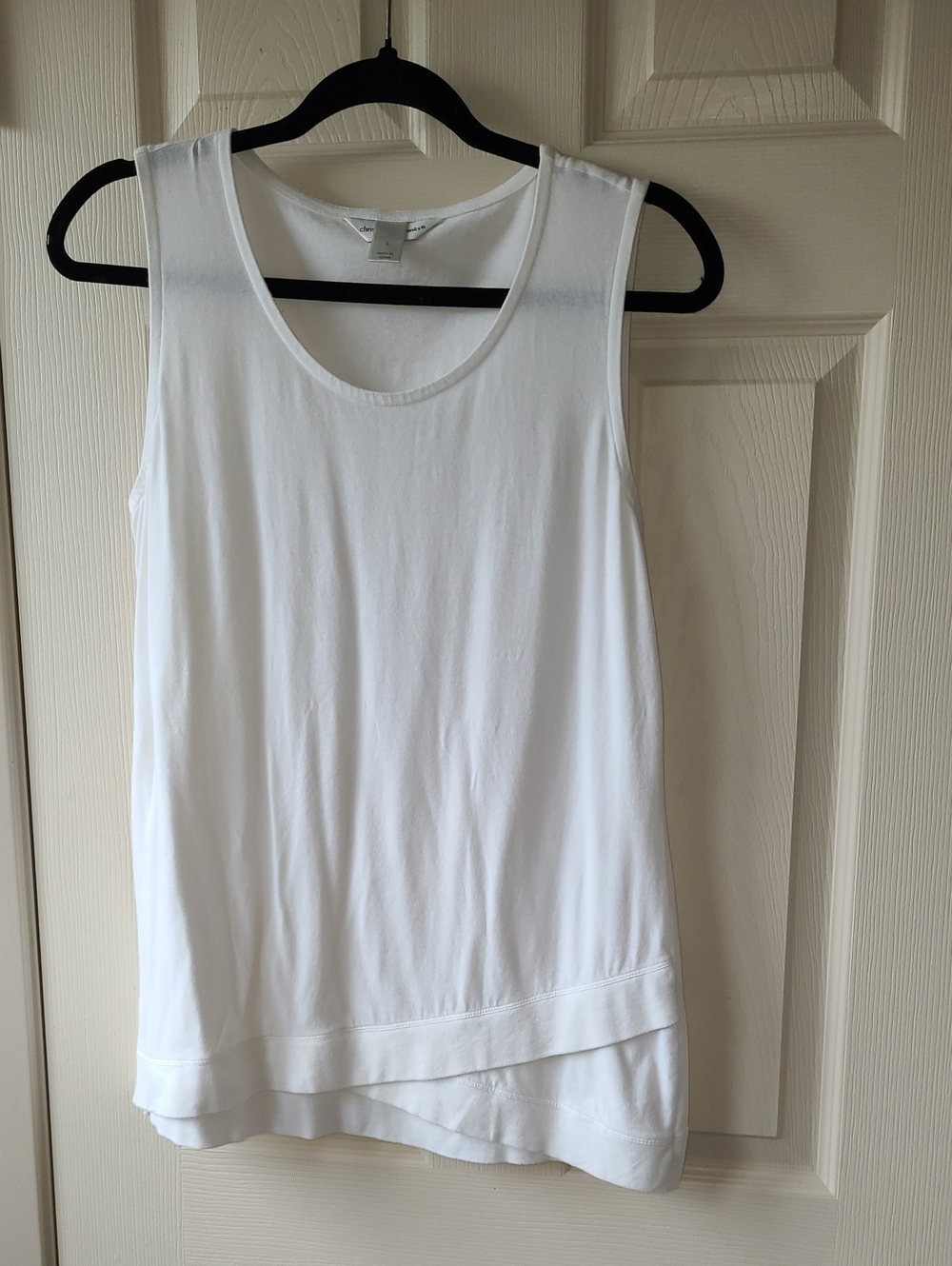 COTTON Christopher & Banks White Layered Hem Scoop Neck Tank